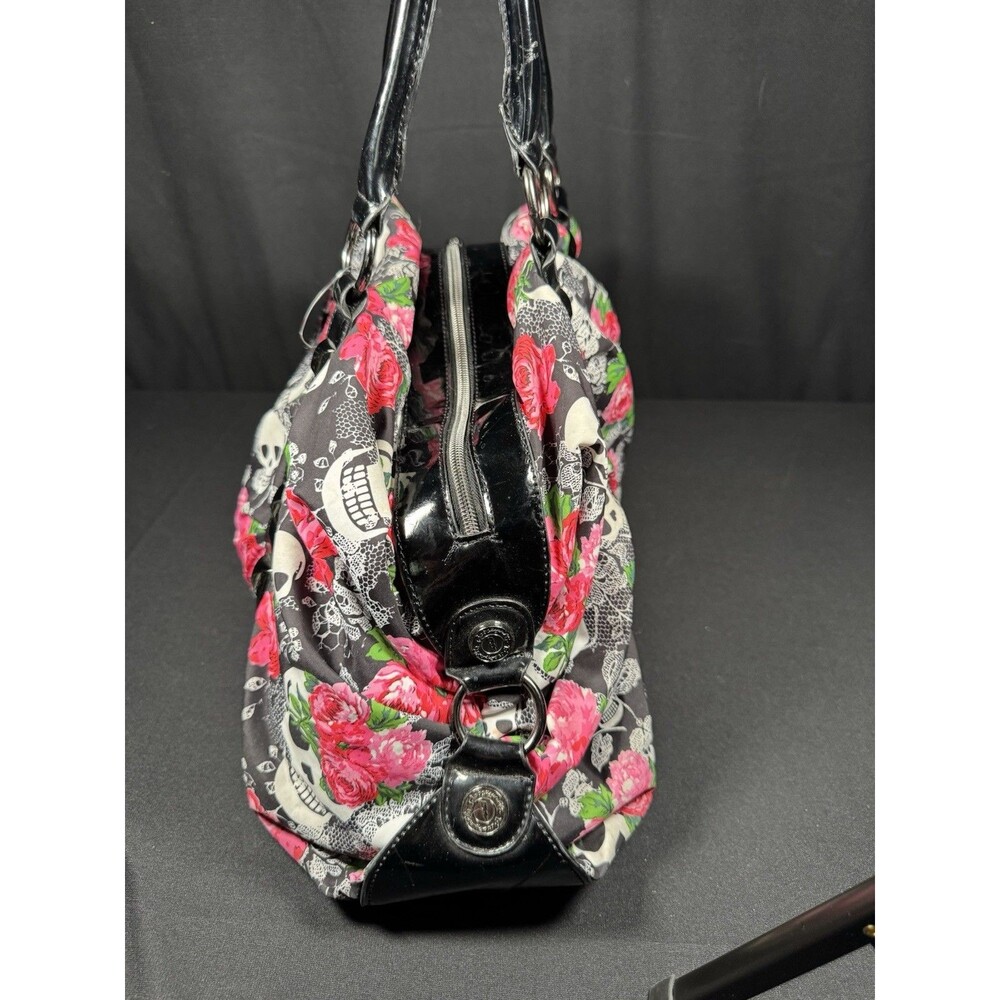 Y2K Betsey Johnson Betseyville Bag Skull Roses Studded Pink Whimsy Goth - Picture 3 of 10